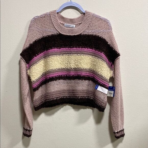 Arizona Jean Co Colorblock Cropped Fuzzy Knit Sweater – Mauve Combo | Size Small - Picture 3 of 11